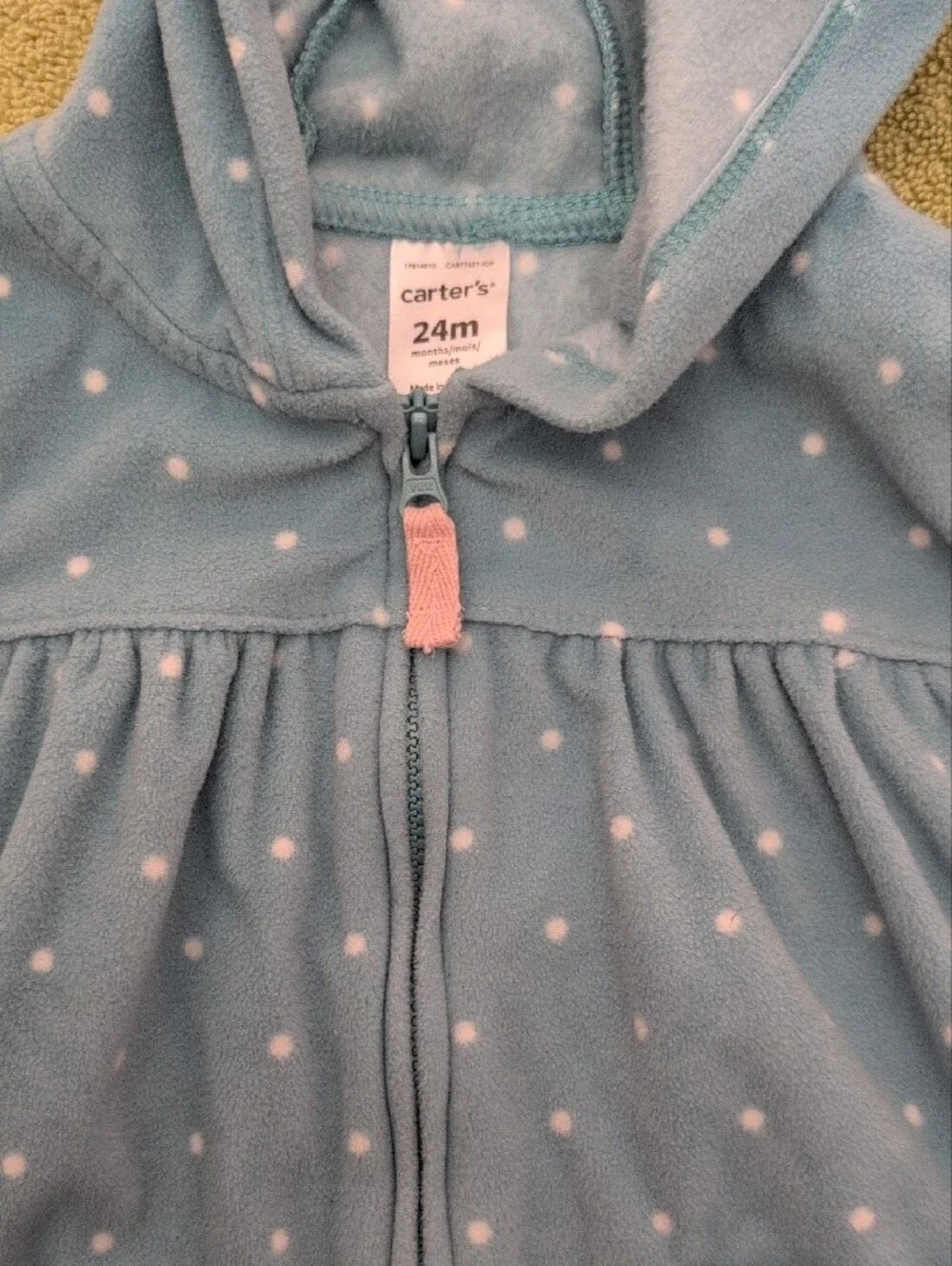 Carter's Light Blue Polka Dot Hooded Sweater